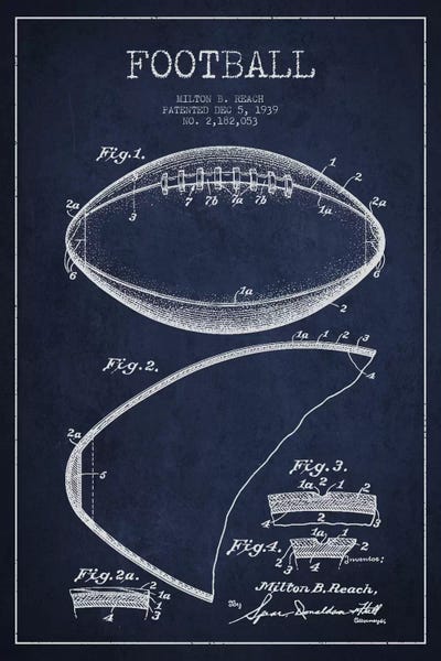 Sports Blueprints: Football Navy Blue Patent Blueprint by Aged Pixel