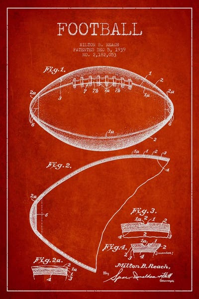 Sports Blueprints: Football Red Patent Blueprint by Aged Pixel