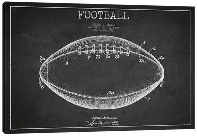 Football Charcoal Patent Blueprint Canvas Art Print - Aged Pixel: Sports