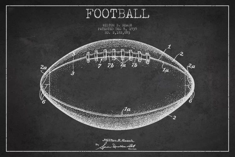 Football Charcoal Patent Blueprint