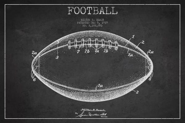 Football: Football Charcoal Patent Blueprint II by Aged Pixel
