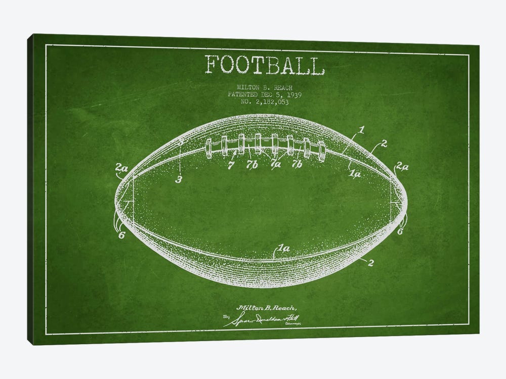Football Green Patent Blueprint by Aged Pixel 1-piece Canvas Print
