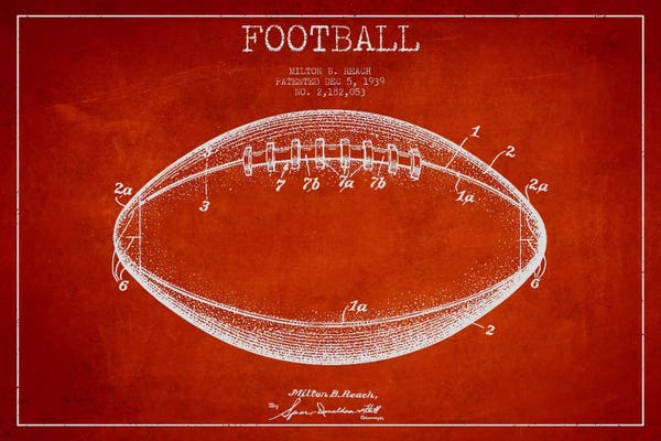 Sports Blueprints: Football Red Patent Blueprint by Aged Pixel