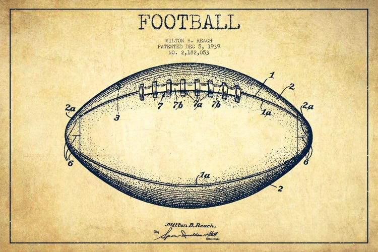 Football Vintage Patent Blueprint by Aged Pixel wall art