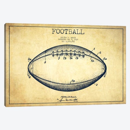 Football Vintage Patent Blueprint Canvas Print #ADP2109} by Aged Pixel Canvas Print
