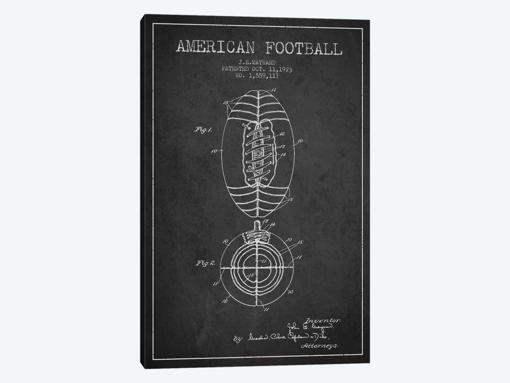 Football Charcoal Patent Blueprint by Aged Pixel 1-piece Canvas Artwork