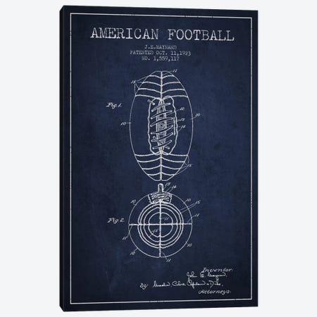 Football Navy Blue Patent Blueprint Canvas Print #ADP2112} by Aged Pixel Canvas Art
