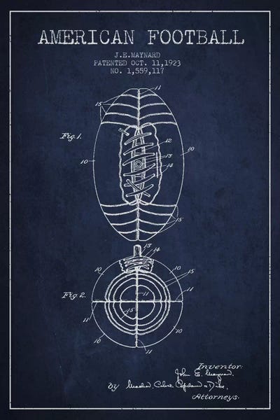 Football: Football Navy Blue Patent Blueprint by Aged Pixel