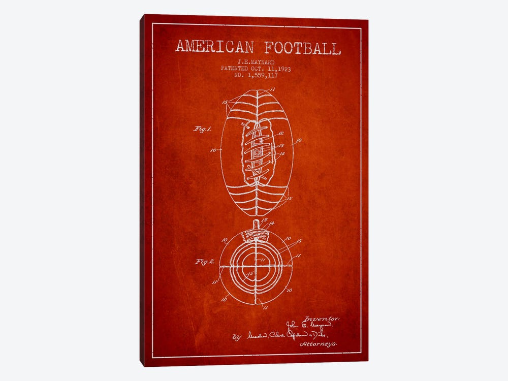 Football Red Patent Blueprint by Aged Pixel 1-piece Art Print