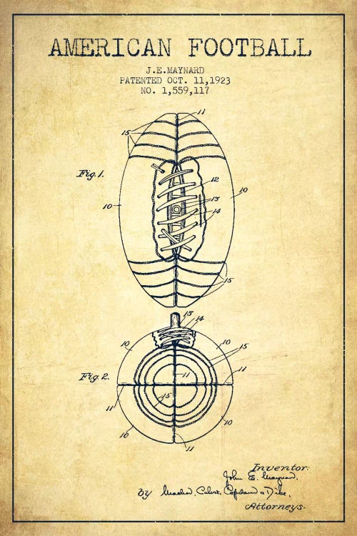 Football Vintage Patent Blueprint