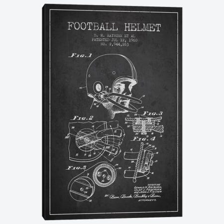 Football Helmet Charcoal Patent Blueprint Canvas Print #ADP2115} by Aged Pixel Art Print