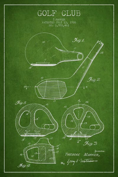 Golf: Golf Club Green Patent Blueprint by Aged Pixel