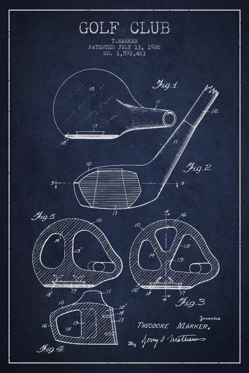 Golf Club Navy Blue Patent Blueprint