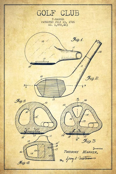 Golf: Golf Club Vintage Patent Blueprint by Aged Pixel