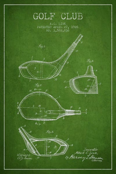 Golf: Golf Club Green Patent Blueprint by Aged Pixel