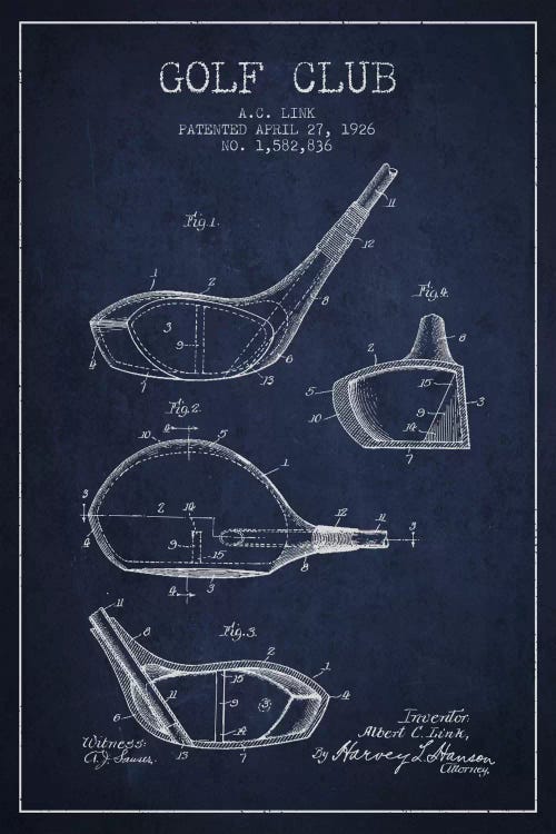 Golf Club Navy Blue Patent Blueprint