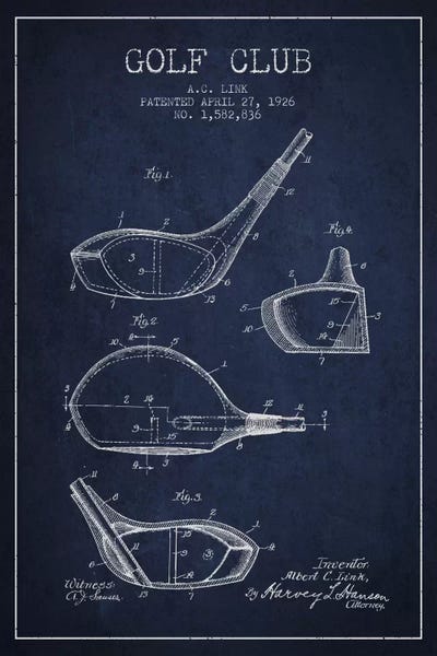 Golf: Golf Club Navy Blue Patent Blueprint by Aged Pixel