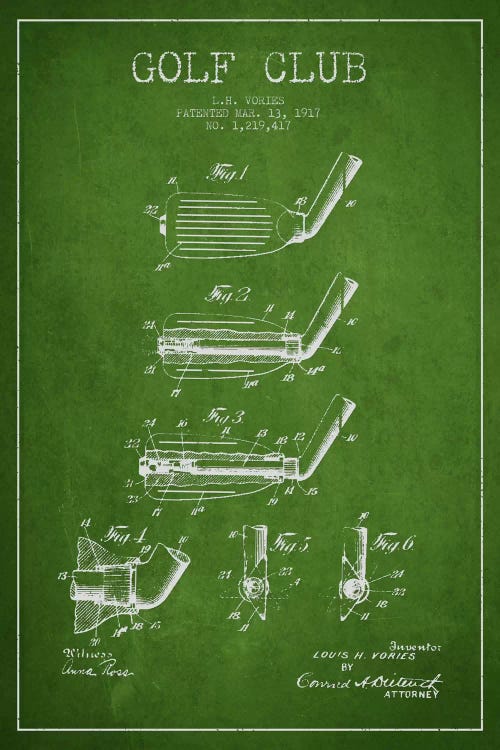 Golf Club Green Patent Blueprint