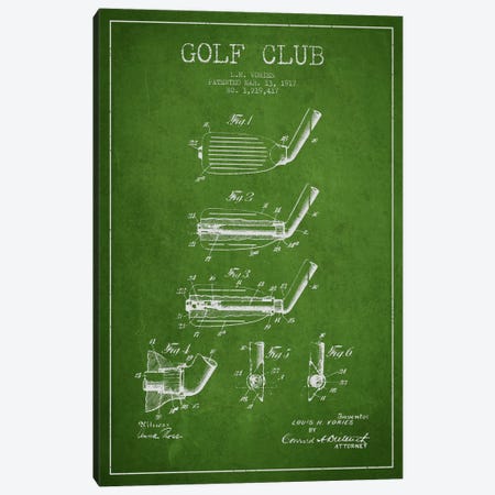 Golf Club Green Patent Blueprint Canvas Print #ADP2131} by Aged Pixel Canvas Art