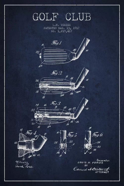 Golf Club Navy Blue Patent Blueprint