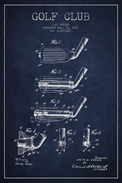 Golf: Golf Club Navy Blue Patent Blueprint by Aged Pixel