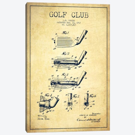 Golf Club Vintage Patent Blueprint Canvas Print #ADP2134} by Aged Pixel Canvas Print