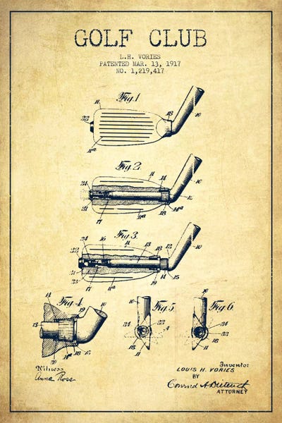 Golf: Golf Club Vintage Patent Blueprint by Aged Pixel