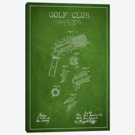 Golf Club Green Patent Blueprint Canvas Print #ADP2136} by Aged Pixel Canvas Print