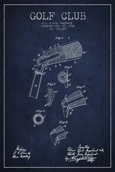 Golf: Golf Club Navy Blue Patent Blueprint by Aged Pixel