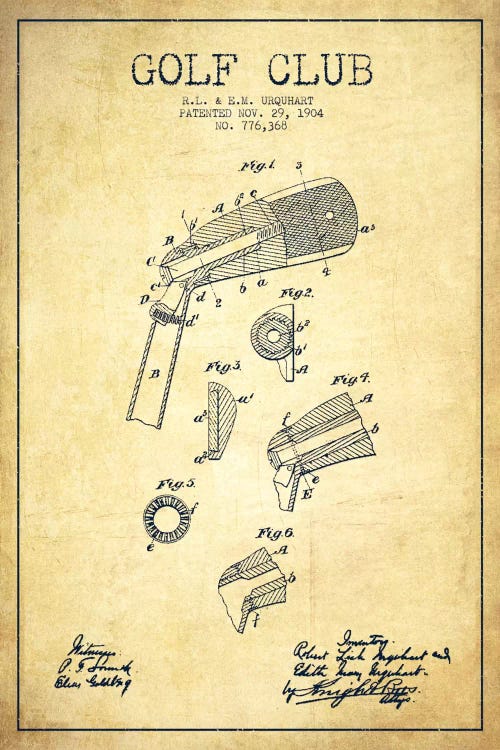 Golf Club Vintage Patent Blueprint by Aged Pixel wall art