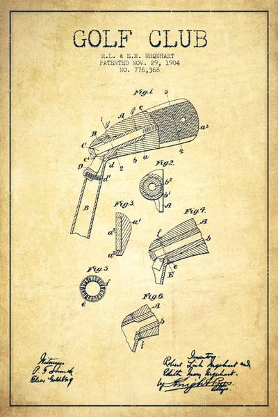 Golf: Golf Club Vintage Patent Blueprint by Aged Pixel