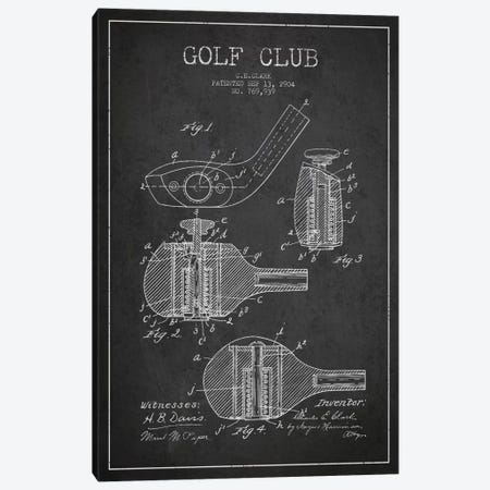 Golf Club Charcoal Patent Blueprint Canvas Print #ADP2140} by Aged Pixel Art Print