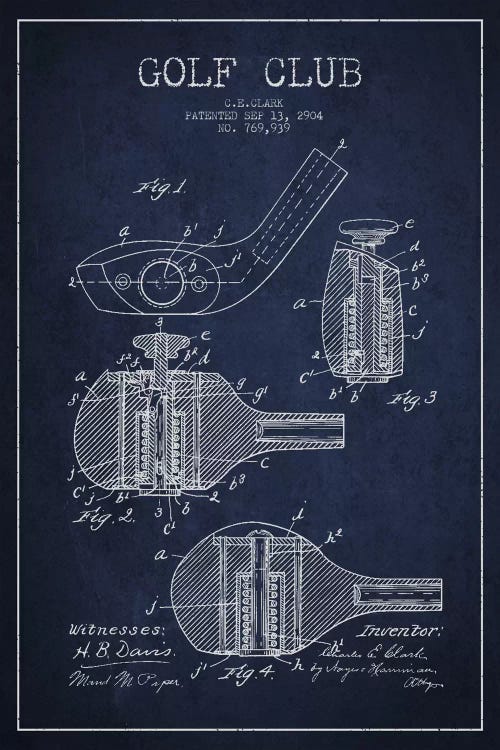 Golf Club Navy Blue Patent Blueprint