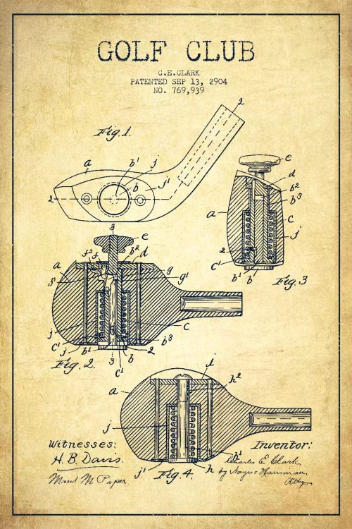 Golf Club Vintage Patent Blueprint