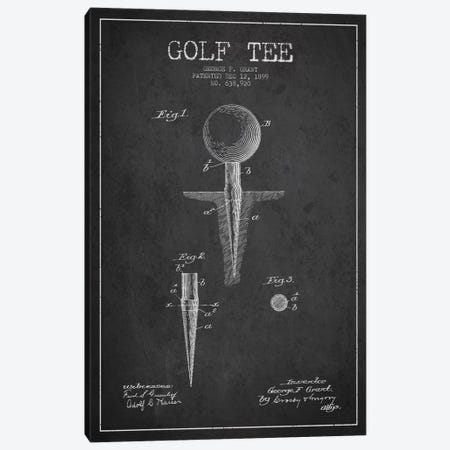 Golf Tee Charcoal Patent Blueprint Canvas Print #ADP2145} by Aged Pixel Canvas Wall Art