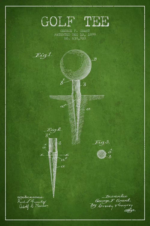 Golf Tee Green Patent Blueprint