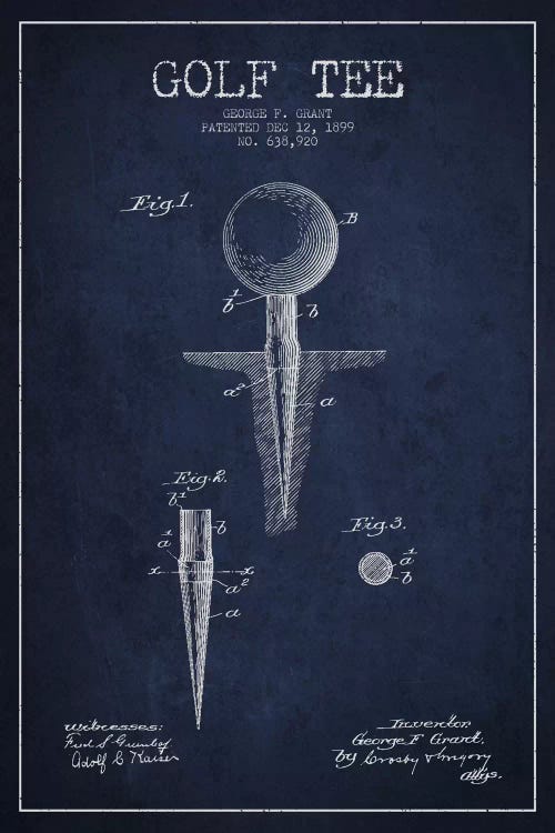 Golf Tee Navy Blue Patent Blueprint