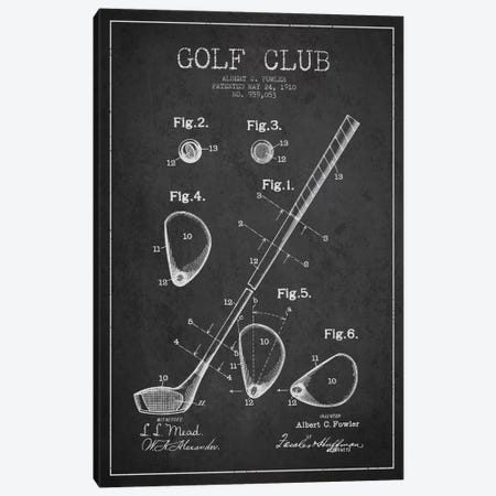 Golf Club Charcoal Patent Blueprint Canvas Print #ADP2150} by Aged Pixel Canvas Wall Art