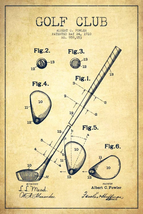 Golf Club Vintage Patent Blueprint