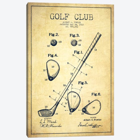 Golf Club Vintage Patent Blueprint Canvas Print #ADP2154} by Aged Pixel Canvas Print