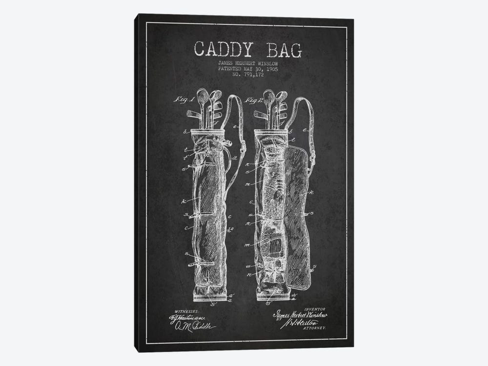 Caddy Bag Charcoal Patent Blueprint 1-piece Canvas Print