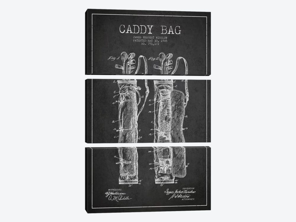 Caddy Bag Charcoal Patent Blueprint by Aged Pixel 3-piece Art Print