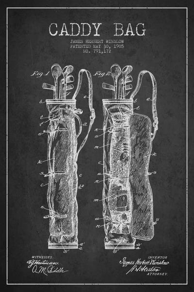 Aged Pixel: Caddy Bag Charcoal Patent Blueprint by Aged Pixel