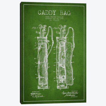 Caddy Bag Green Patent Blueprint Canvas Print #ADP2156} by Aged Pixel Canvas Art Print
