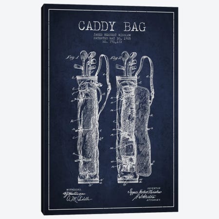 Caddy Bag Navy Blue Patent Blueprint Canvas Print #ADP2157} by Aged Pixel Canvas Art Print