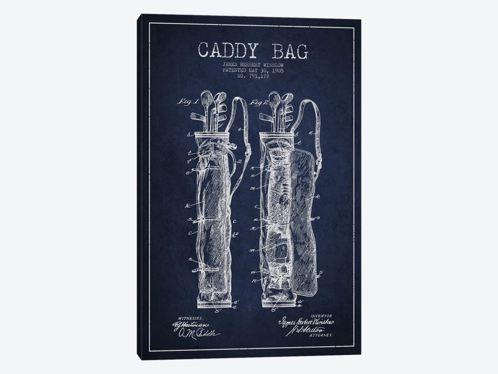 Caddy Bag Navy Blue Patent Blueprint 1-piece Canvas Print