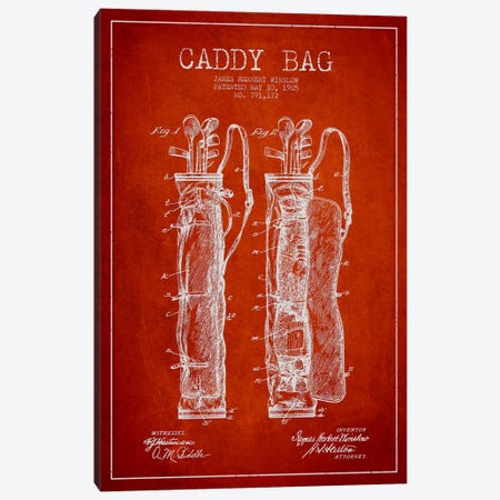 Caddy Bag Red Patent Blueprint Canvas Print #ADP2158} by Aged Pixel Canvas Wall Art