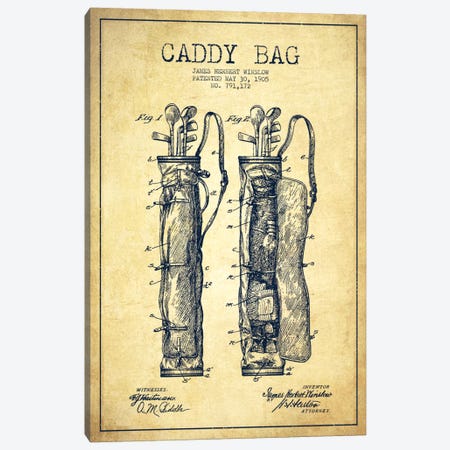 Caddy Bag Vintage Patent Blueprint Canvas Print #ADP2159} by Aged Pixel Canvas Art