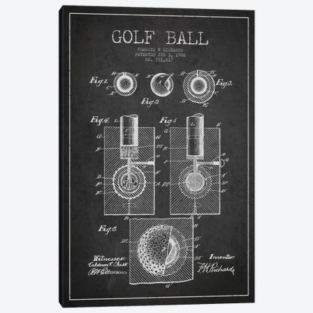 Golf Ball Charcoal Patent Blueprint Canvas Print #ADP2160} by Aged Pixel Art Print