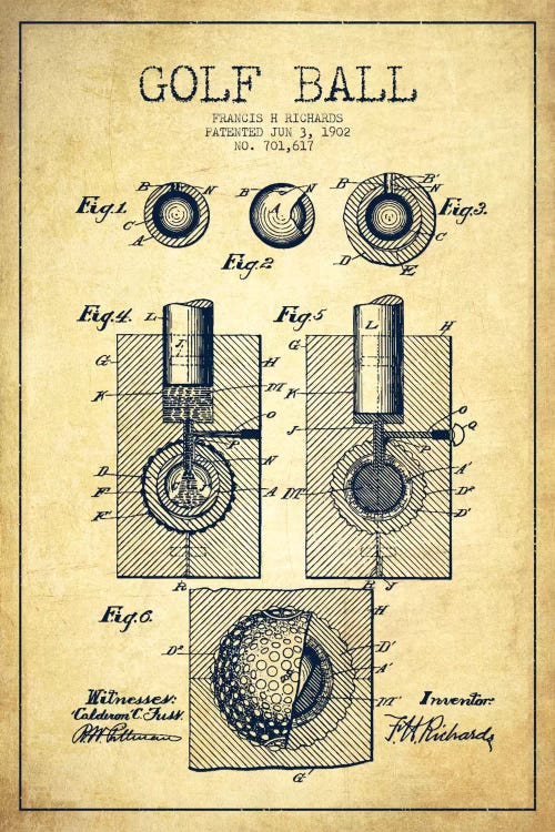 Golf Ball Vintage Patent Blueprint